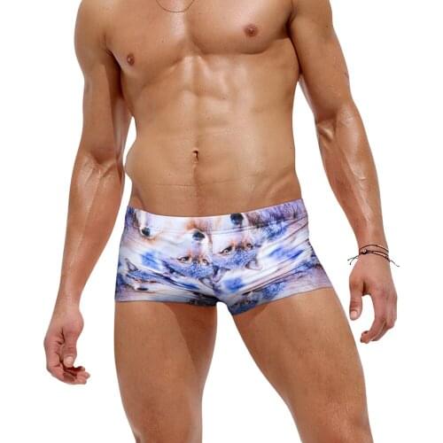 Surfing Quick Drying Men Boxers Short Men Print Push Pad Briefs Shorts Sexy Low Waist Swimsuit Man Summer Swim Bathing Trunk
