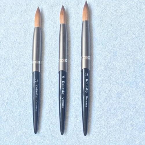 Pure Kolinsky Round 1pcs 18#16 Nail Art Brush Set Polish Acrylic UV Gel Carving Builder Painting Drawing Pen Cuticle Pusher Tool