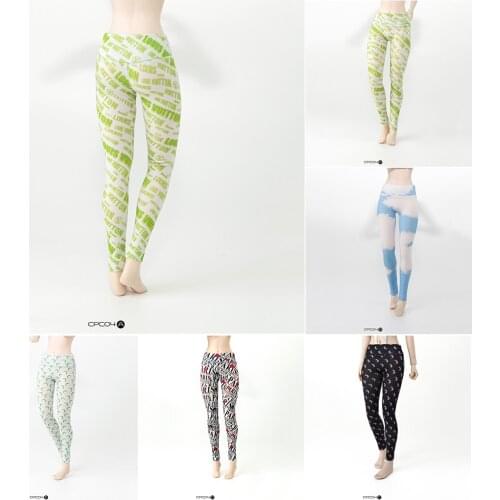 In Stock 1/6 Scale Sexy Female Figure Accessory Ice Silk Print Yoga Pants Model for 12 inches Figure Body