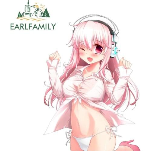 EARLFAMILY 13cm x 9.3cm For Super Sonico Refrigerator Car Stickers Graffiti Decal Anime Waterproof Funny RV Motorcycle Decor