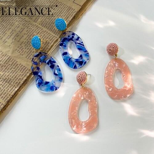 Elegance New Geometric Large Acrylic Dangle Earrings for Women Vintage Resin Oval Round Earrings 2021 Jewelry Accessories