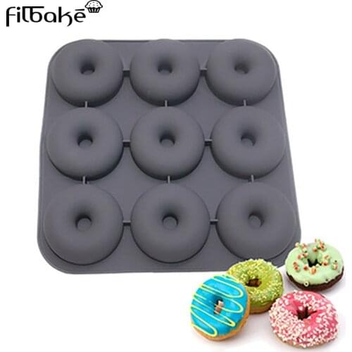FILBAKE 9 Cavity Donut Pan Muffin Cups Silicone Mould Cake Cupcake Liners Doughnut Baking Mold