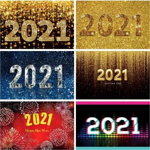 Scopiso Happy New Year 2021 Photography Backdrop Party Celebration Poster Shiny Gold Polka Dot Photo Background Studio Props