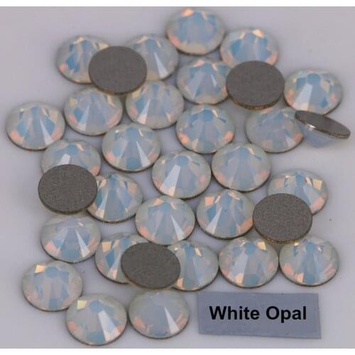 Good Quality ss3-ss34 White Opal Flat Back Glue On Crystal Stones / Nail Art Non Hotfix Rhinestones