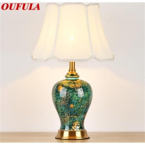 OUFULA Ceramic Table Lamps Desk Luxury Modern Contemporary Fabric for Foyer Living Room Office Creative Bed Room Hotel