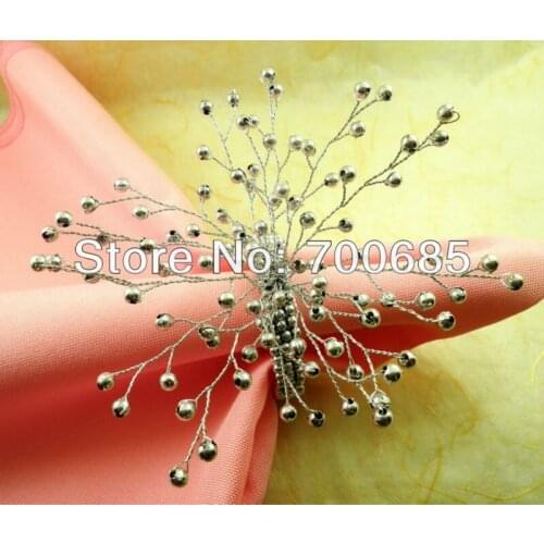 Napkin rings silver glass beaded, wholesale napkin holder