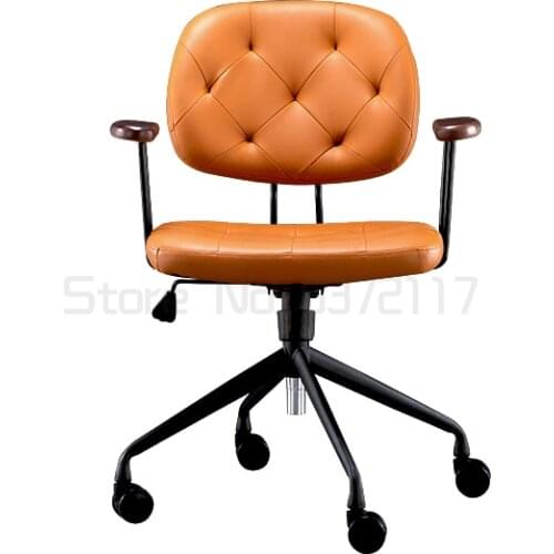 Computer chair household comfortable long sitting study swivel chair Nordic simple light luxury leather desk office chair