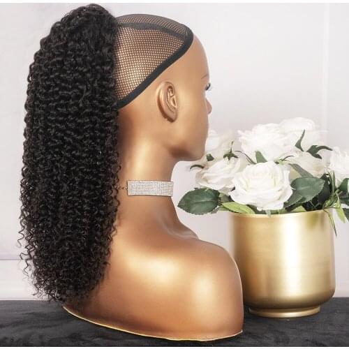 CURLYPARK Kinky Curly Hair Ponytail 10-22 inch Natural Color Human Hair Ponytail for Black Women
