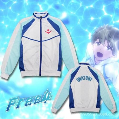 Free Iwatobi Swim Club Haruka Nanase Cosplay Costume Jacket Unisex Hoodie High School Sprot Wear Anime Nagisa Hazuki Men Zipper