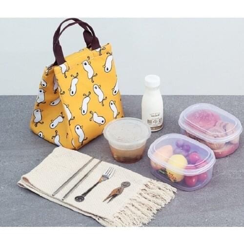 Korean Style Cute Animal Cloth Lunch Box Insulated Bag Waterproof Oxford Cloth Lunch Bag with Zipper Lunch Box Bag