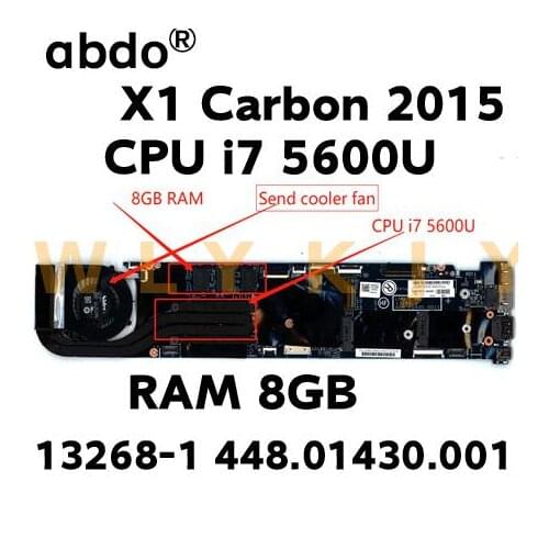 LMQ-2 MB 13268-1 448.01430.0011 for Lenovo ThinkPad X1C X1 carbon 2015 I7-5600U RMA 8G 00HT361 Laptop motherboard 100% tested ok