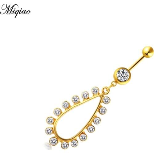 Miqiao 1PCS Fashion Exquisite Stainless Steel Water Drop Belly Button Ring Body Piercing Jewelry