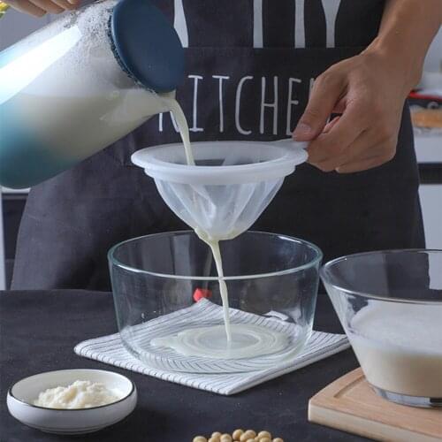 Reusable Soy Milk Strainer Colander Ultra-fine Filter Mesh Bag Honey Juice Sieve with Handle Tea Coffee Filter Kitchen Tools