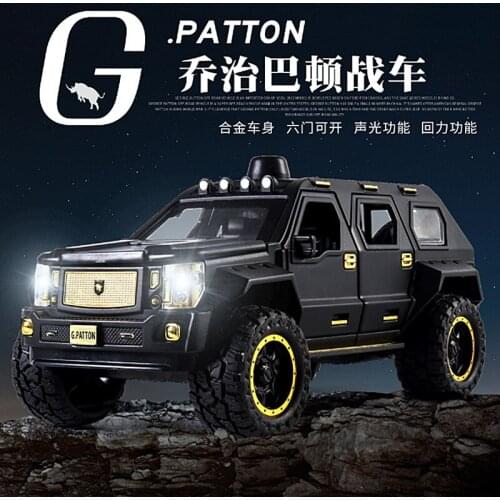 1:24 Simulation Alloy George Barton Off-road Vehicle SUV Pull Back Car with Sound and Light Childrens Collection Model Car Toys