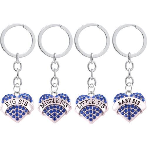 Trendy Keychain For Female Heart Pendant For Family Member SIS Good Gift With Crystals Zinc Alloy Material Dropshipping