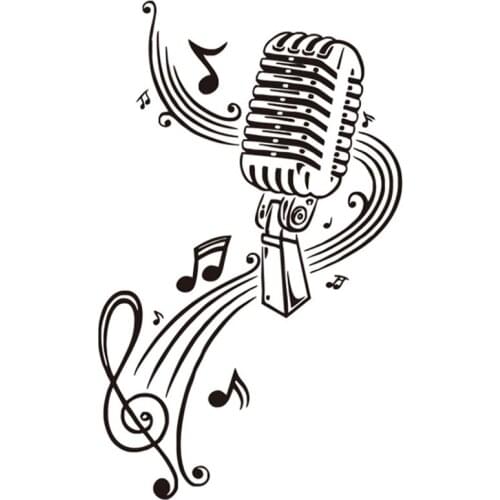 Microphone Music Note Wall Art Musical Notes Sticker For Ktv Bar Background Home Decorations