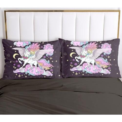 3D Unicorn 2PCS Pillow Cases Cartoon Decoration Throw Pillow Cover Bedding PillowCase For Baby Kids Child Girls Boys 50x80 50x70