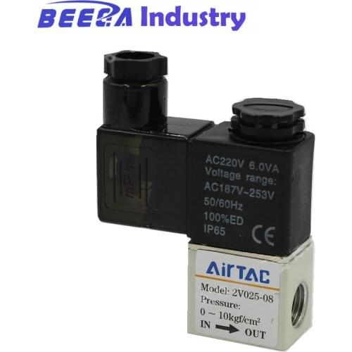 Pneumatic one-in, one-out, 1/4'' solenoid / magnetic valve model 2V025-08, switch valve AC220V DC24V DC12V
