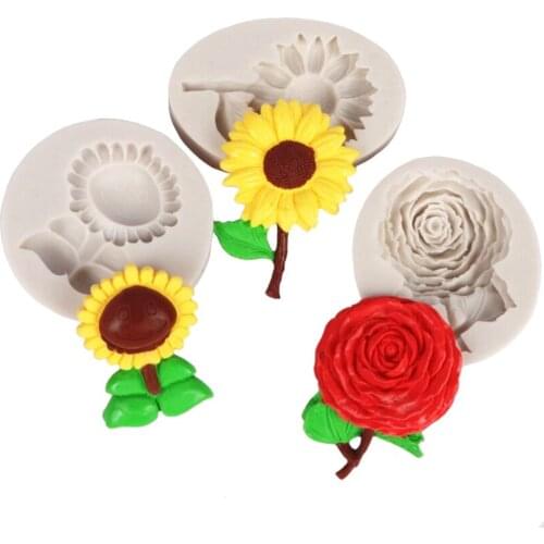 Sunflower Rose Chrysanthemum Silicone Mold Sugarcraft Chocolate Cupcake Baking Mold Fondant Cake Decorating Tools
