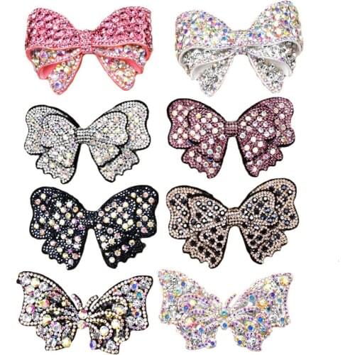 Rhinestone 3D Butterfly Patches Appliques Handmade Bows Sew On Ab Color Crystal Diamond Patch Diy Clothing Wedding Dress Shoes