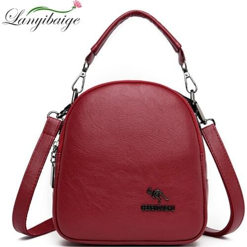 Large Capacity Travel Ladies Backpack Fashion Small Backpack Ladies One-Shoulder Messenger Bag Soft Leather Mini Casual Bag