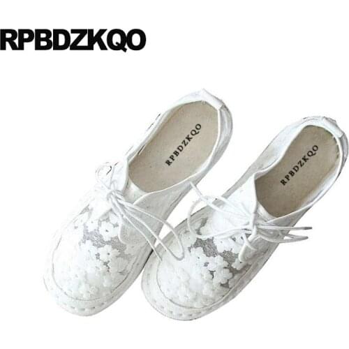 Embroidered breathable comfortable white women ladies beautiful flats shoes handmade flower mesh custom retro floral embroidery