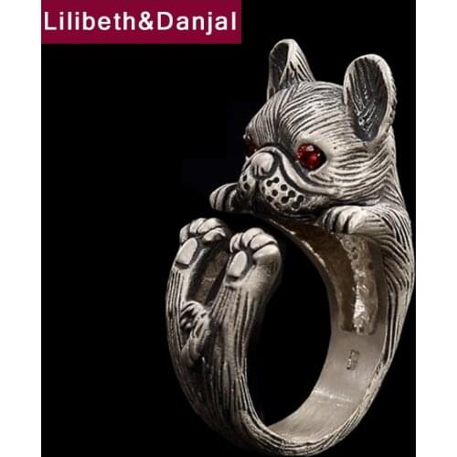 2019 Vintage Cute Pet Dog Scrub Adjustable Tail Ring 100% Real S990 Sterling Silver for Women accesorios mujer Ring Jewelry R014