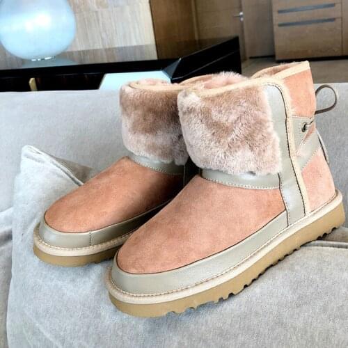 Shearling Snow Boots Women Winter Botas Mujer 2020 Shoes Woman Flat Casual Buty Damskie Warm Ankle Boots Slip On Botas Feminina