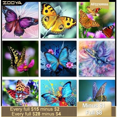 ZOOYA 5D DIY Full Square Diamond Painting Butterfly Mosaic Diamond Embroidery Decoration Home Picture Of Rhinestone Animal ZW041