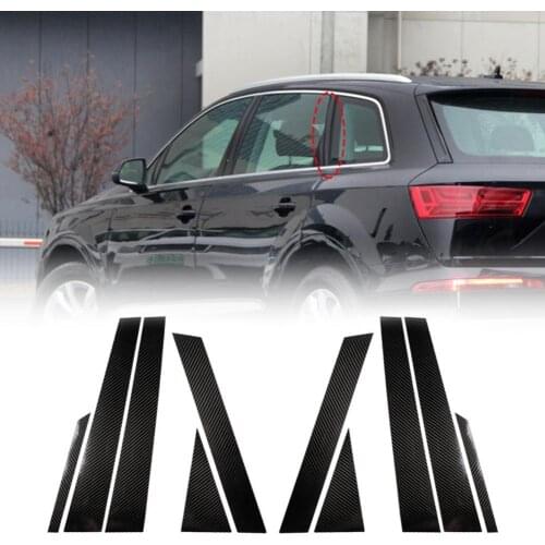 1 Set Decorative Trim Carbon Fiber Sticker Center Column Decoration Protective Cover for Audi Q7 SQ7 4M 2016