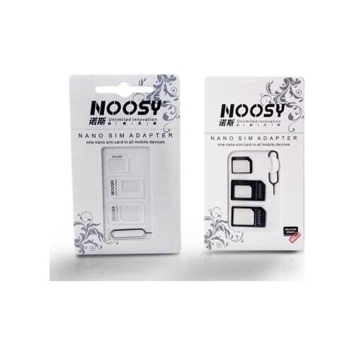 100sets(400pcs) 4 In 1 Noosy Nano Micro SIM Card Adapter Eject Pin For iPhone 5 5S For iPhone 6 6plus 7 7plus with Retail Box