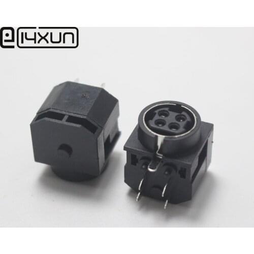 2pcs Right Angle DIN 4 Pin Female Jack Adapter PCB Panel Mount Solder Chassis Connector Plastic S Terminal