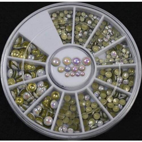 3Sizes hottest Japanese wheel decoration fashion mix sizes 3D Colorful Opal AB metal rivet/stud for Nail Art