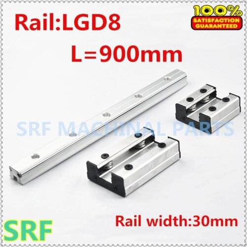 30mm width Double Axis External Guide Rail roller linear rail 1pcs LGD8 L=900mm with 1pc 4 wheels slide block for CNC parts