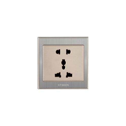 Free shipping Stainless drawbench international standard 5 Holes big Socket Wall Outlet Power champagne gold color socket