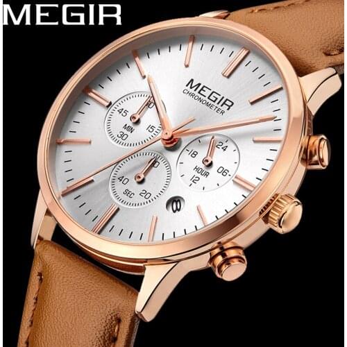 MEGIR New Women Watch Waterproof Top Brand Luxury Chronograph Lady Wristwatch Genuine Leather Classic Bracelet Female Clock 2011