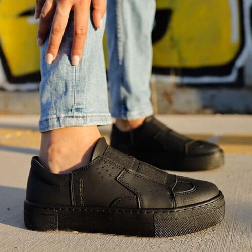 Chekich Womens & Mens Shoes Black Color Artificial Leather Elastic Band Closure Type Spring and Autumn Casual Unisex Solid Sewing Sole Flat Wedding Walking Lovers Footwear Comfortable Sneakers Flexible CH033 Women V7