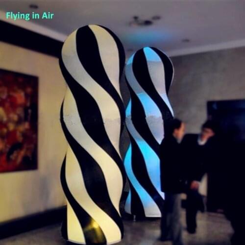 2m/3m Door Decorative Spiral Sripe Inflatable Column Pillar with Light