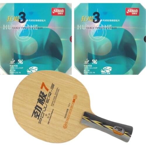 DHS POWER.G7 PG7 PG.7 PG 7 Blade with 2x NEO Hurricane 3 Rubbers for a Racket Long Shakehand FL