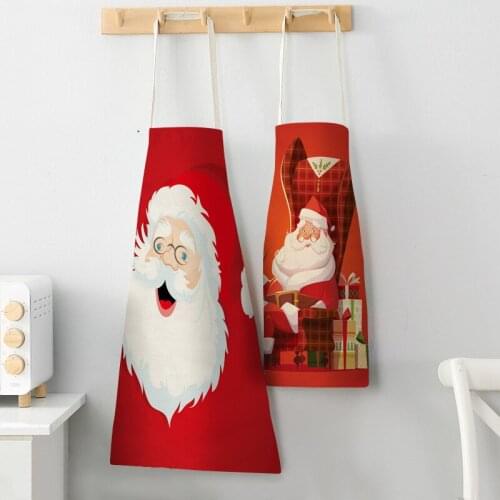 Red Christmas Aprons Adult Parent-child Santa Claus Aprons Women and Men Dinner Party Decor Home Kitchen Cooking Apron 1pcs