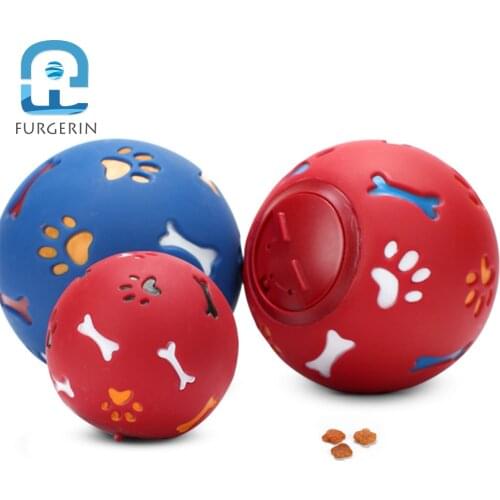 FURGERIN Dog Ball educational leakage food ball interactive dog toys for dogs Cat Toy Pet Products PVC Red Blue S/L Size
