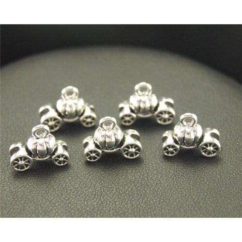 30pcs Silver Color Pumpkin Carriage Round Charm Pendant DIY Necklace Bracelet Bangle Findings 11x14mm A1931