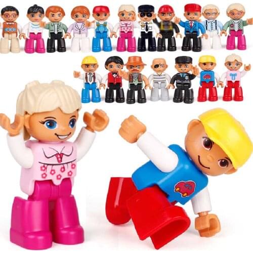 Play House Doll Big Building Blocks Model Accessory Family Worker Doctor Firemen Toys For Children Compatible bricks Figures Set