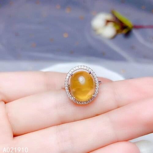 KJJEAXCMY boutique jewelry 925 sterling silver inlaid Natural amber gemstone female ring support detection classic