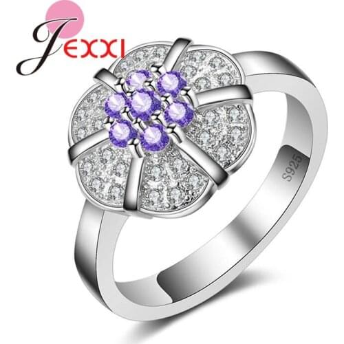 Classic Sparkly Flower Ring 925 Sterling Silver Ring for Women Girls Best Gift Fashon Brand 925 Stamp Hot Ring