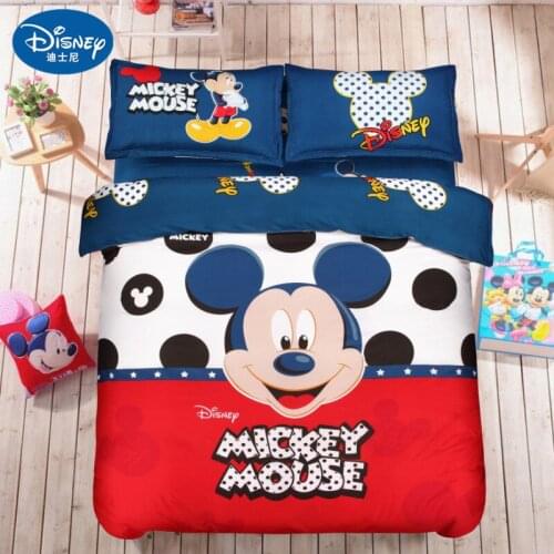 Home Spin Disney Mickey Mouse Blue Pink Duvet Bedding Case Pillowcase Minnie Mickey Children Bedroom Decorative Bedding Set