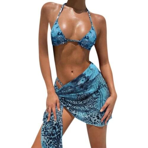 Summer Sexy Bikinis Leopard Texture Straps Swimsuit 2021 Hot Sale Low Waist Three-piece Composite Beachwear