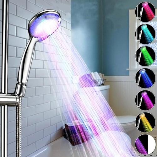 Fashion Romantic Automatic 7 Color Changing LED Light Bathroom Water Glow Shower Head