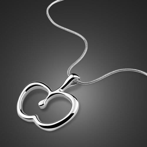 Fashion 100% 925 Sterling Silver Casual Necklace Minimalism Apple Pendant Choker Women Jewelry Holiday Gifts