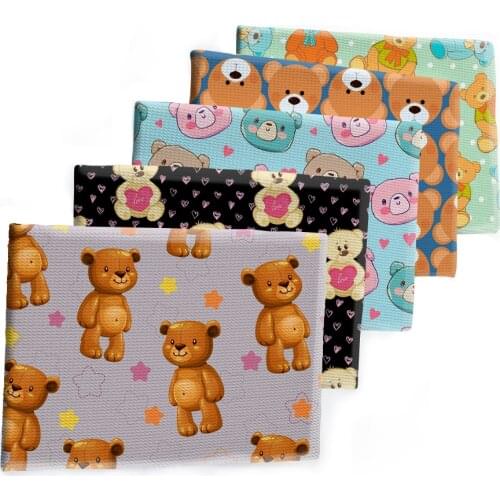 Cartoon Bear Design Pattern Printed Bullet Textured Liverpool Patchwork Tissue Kids home textile 50*145cm